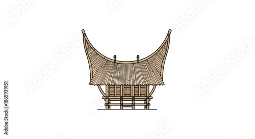 Traditional Toraja House: Tongkonan with Distinctive Curved Roof.