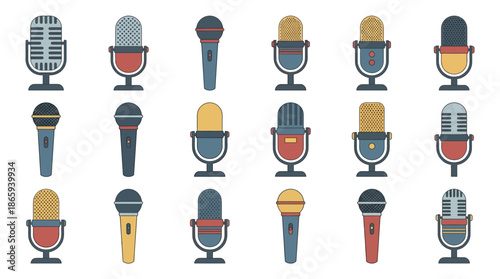 Collection of Various Microphone Illustrations.