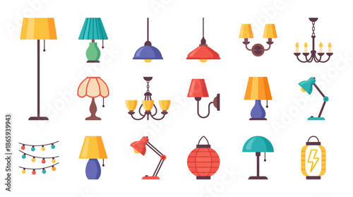 Collection of Various Lamp Designs and Styles.