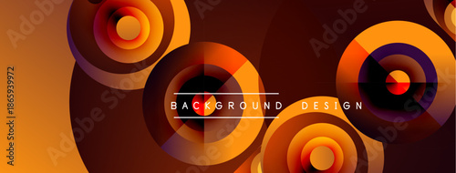 Abstract circles overlap, creating warm orange, brown tones. Modern design features text background, design. Simple yet dynamic composition.