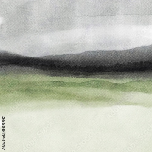 Abstract Watercolor Landscape with Soft Layers