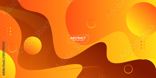 Abstract orange fluid wave pattern forms a background. Banner concept design with trendy fluid lines. EPS10 vector.