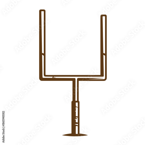 American football goal post illustration  brown outline on white background