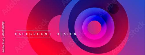 Abstract vibrant gradient circles create dynamic background. Pink, purple, blue hues blend smoothly, modern design element.
