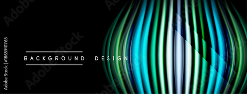 Abstract lines create glowing oval shape. Dark background emphasizes vibrant color gradients, modern design elements.