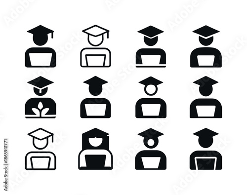 Adaptive Career Icons. Adaptive career training. Icon set. Set Logo of adaptive career training: online learning platform. harmonious logo variations of the