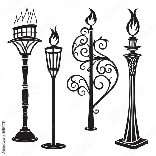 Collection of tiki torches