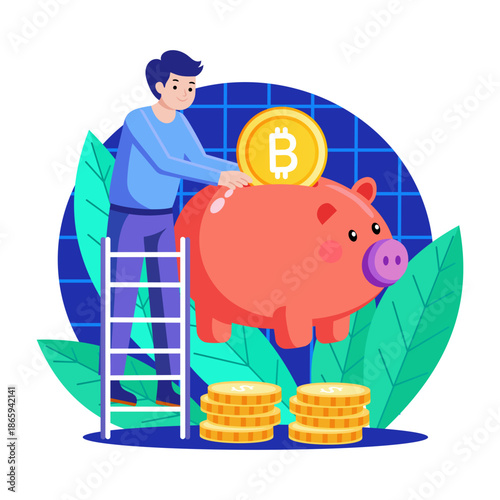 Flat style illustration showing savings concept