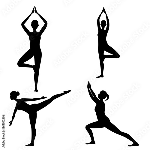 Yoga poses silhouettes
