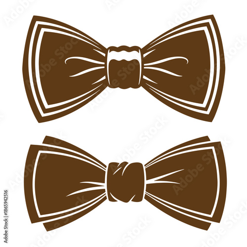 brown bow tie clip art isolated on white background for fashion or accessory design