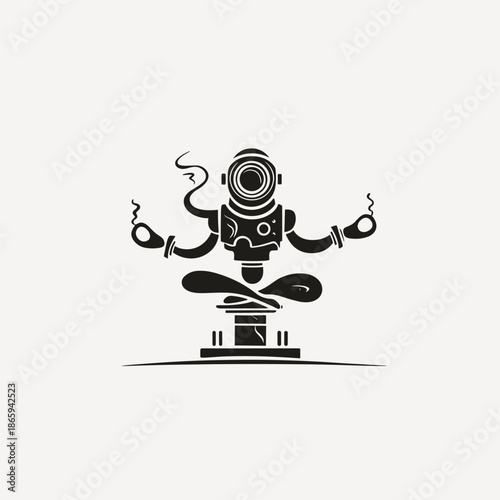 Vintage Robot with Retro Phone