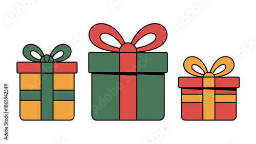 Gift boxes with ribbons and bows for holidays and celebrations vector illustration