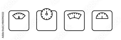 Weight scale icon set. Scale icons set. Weighing scale symbols