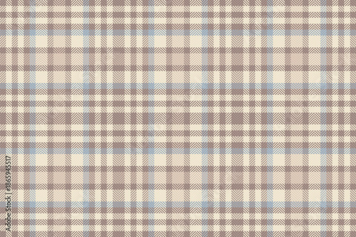 Detailed plaid pattern in muted earth tones, beige, brown, and blue. Ideal for backgrounds, textiles, or design projects requiring a classic, subtle touch.