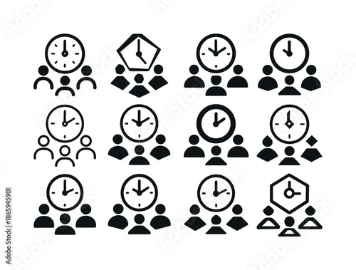 Workplace Culture Icons. Workplace culture and its impact on productivity. Icon set. Set Logo of Workplace culture and its impact on productivity: productivity