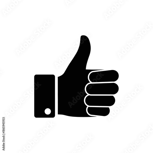 Black thumbs up icon for approval and success
