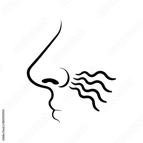Stylized illustration of a nose smelling something bad