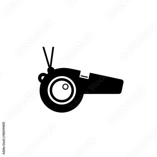 Black whistle icon for sports and referee signals