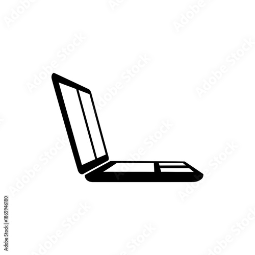 Modern laptop computer in sleek black silhouette