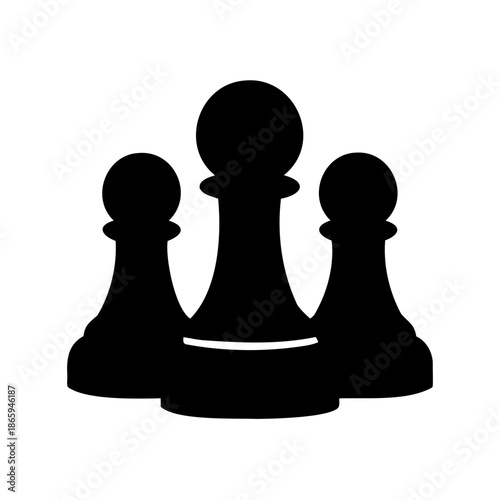 Three chess pawns standing together create a strong foundation concept artwork