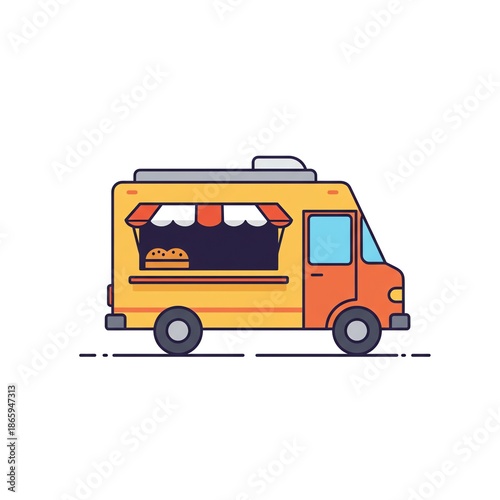 Food truck illustration with transparent background