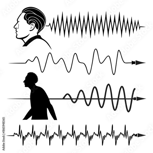 Sound waves and human silhouettes