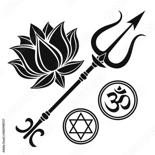 Symbolic illustration of spiritual and religious icons