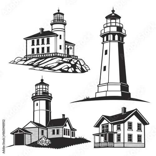 Collection of lighthouse illustrations