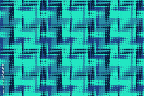 Quiet seamless plaid vector, merry christmas background pattern textile. Luxurious texture fabric check tartan in teal and cyan colors.