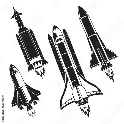 Collection of rocket silhouettes