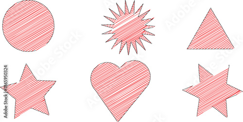 Set of Christmas and Valentine vector icons featuring heart shapes and romantic symbols for holiday celebration and wedding card design illustration