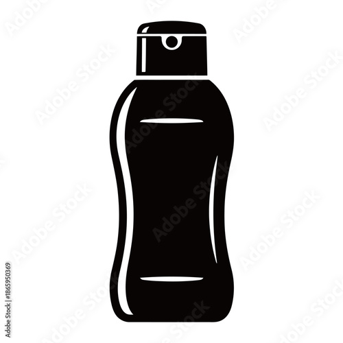 Minimalist black and white hair conditioner bottle icon vector illustration for beauty salon and hair care product branding.