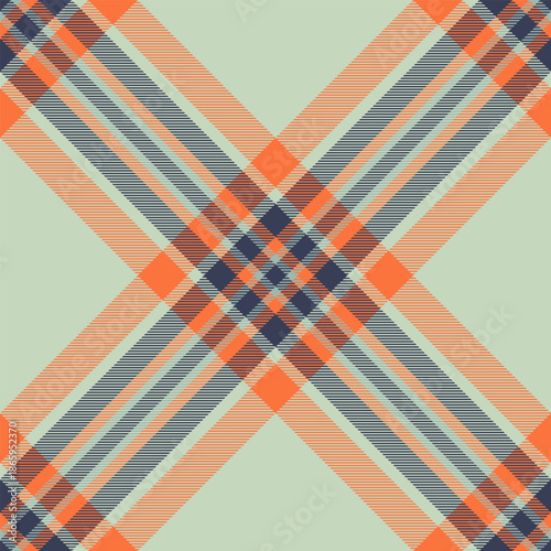 Striped texture pattern fabric, checks tartan check background. Dining room textile seamless plaid vector in light and orange colors.