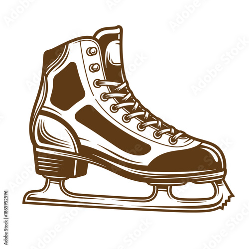 ice skate boot with blade for figure skating or hockey on white background