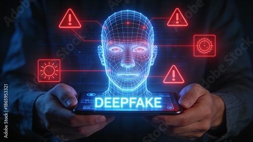 Deepfake Technology and Artificial Intelligence Identity Fraud Concept