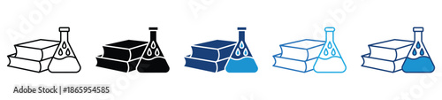 Science books icon set in multiple styles
