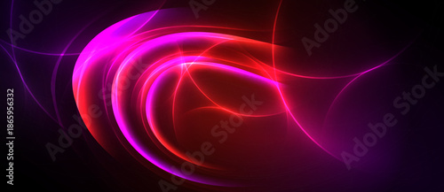 Abstract swirls, vibrant pinks, reds dominate dark background. Energy flows, creating dynamic visual impact. Smooth gradients present modern aesthetic.