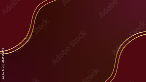 Elegant lurgundy luxury background with gold wavy lines