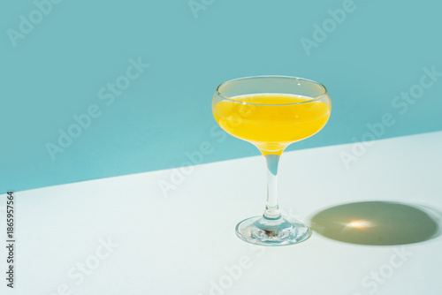 Passion fruit in glasses, alcoholic tropical cocktail