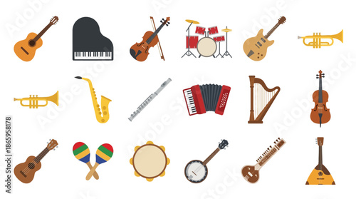 Collection of Musical Instruments and Accessories.