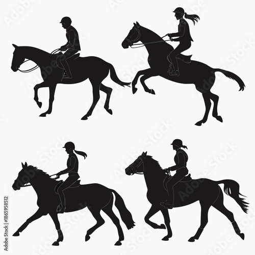 Silhouettes of horse riders