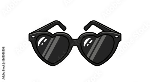 Black Heart-Shaped Sunglasses with Reflective Lenses.