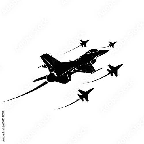 Military Fighter Jet Formation Silhouette For Air Force Strategy And Aerospace Defense Graphics