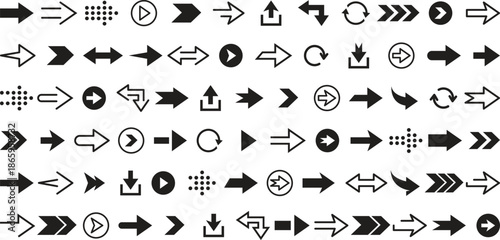 Minimal Arrow Icons Pack. Hand-Drawn & Geometric Arrow Illustrations. Arrow Icon Vector Set. Set of Directional Arrow Vectors. Vector Arrow Set