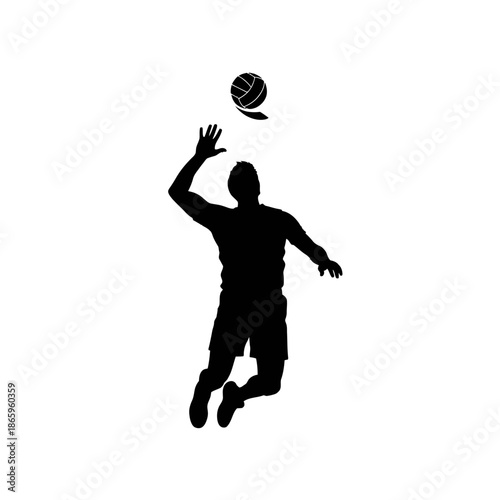 Volleyball Player Spiking Ball Silhouette For Professional Match And Athletic Action Art