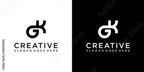 GK or KG initial letter logo design vector template