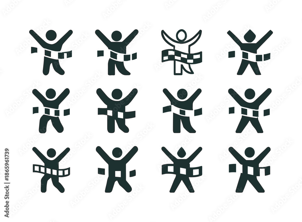 Fototapeta premium Winning Streak Icons. Winning streak. Icon set. Set Logo of Winning streak: finish line. harmonious logo variations of the same emblematic concept, each with