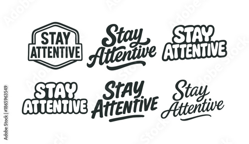 Diverse Lettering Styles. Stay attentive to order. Set lettering. harmonious lettering variations of the same emblematic concept, each with different artistic