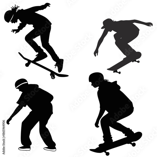 Skateboarders in action