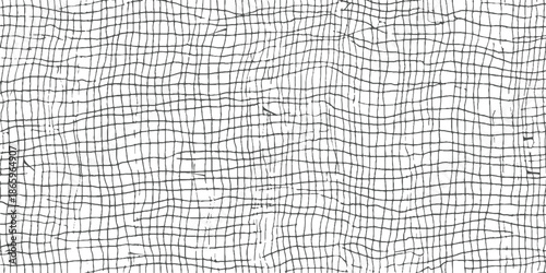Black grid pattern with irregular lines on white background texture